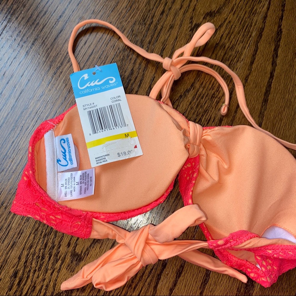 NWT California Waves 2-Piece Coral Swimsuit SET, M - Picture 6 of 9